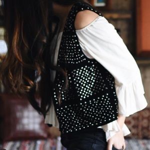 Zara beaded velour vest